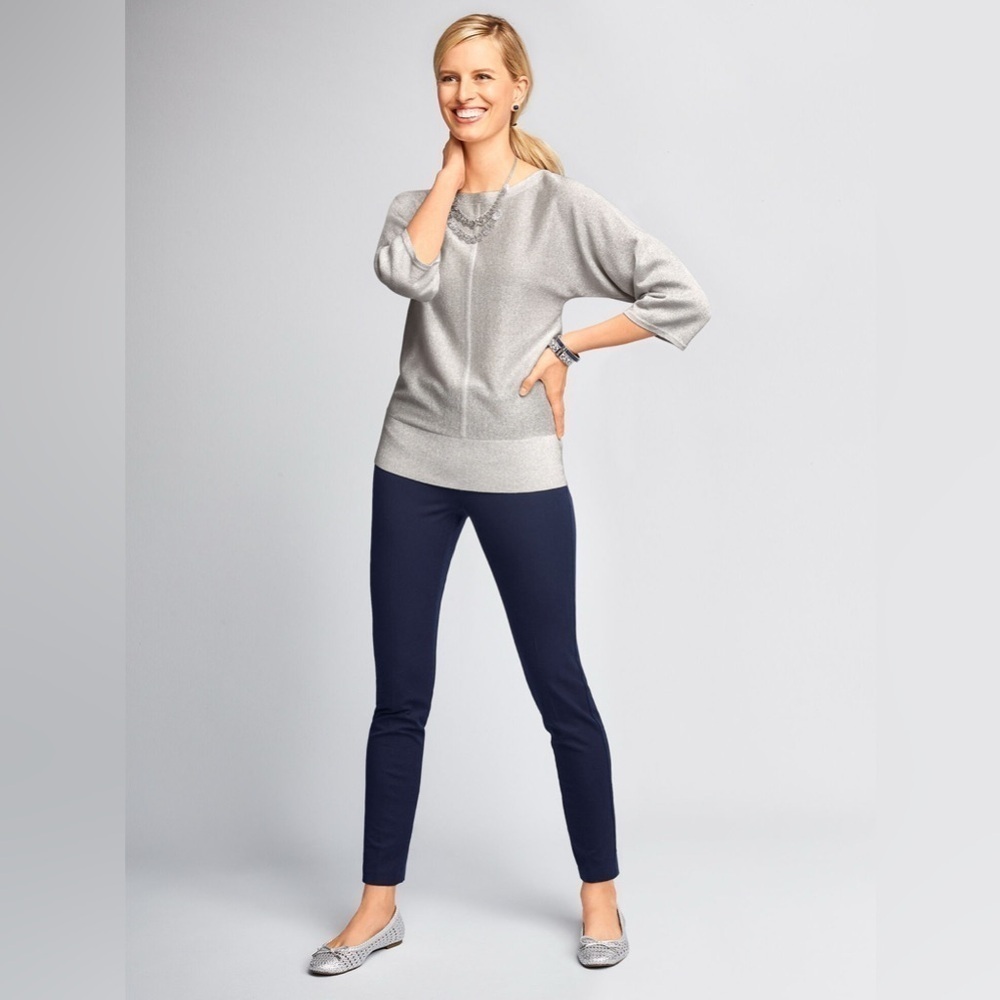 TALBOTS - Dolman-Sleeve Sweater in Silver Shimmer. Small